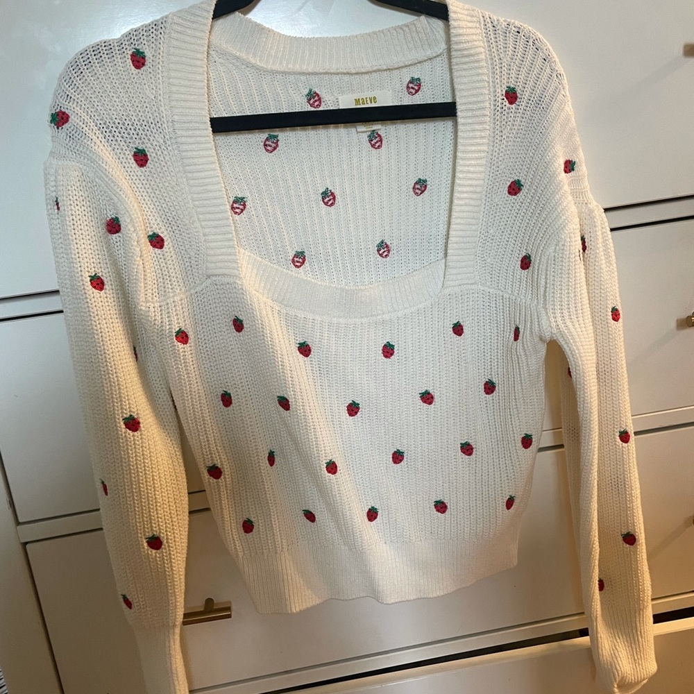 Maeve-Anthropologie Strawberry Sweater